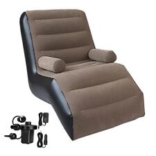 Inflatable Deck Chair with Air Pump, Foldable Lounge Chair for Bedroom Brown