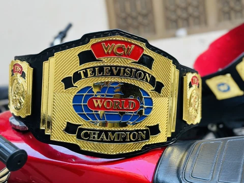 New Wcw Television World Championship Belt,4mm Zinc,Orignal  Cow Leather Strap Cover