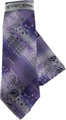 Stacy Adams Men's Tie Hanky Purple Lavender Blue Silver Charcoal Gray 3.25" Wide - Image 1 of 4