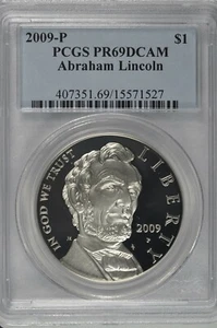 2009-P Abraham Lincoln Commemorative Silver Dollar PCGS PR69DCAM - Picture 1 of 3