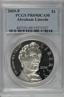 2009-P Abraham Lincoln Commemorative Silver Dollar PCGS PR69DCAM - Image 1 of 3