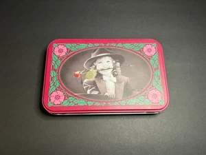Vintage 2000 Kim Anderson Girl w/ Rose Rectangular Empty Tin Container 6.25 x 4" - Picture 1 of 5