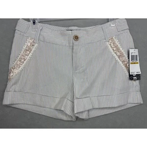 New Women's Rampage Cotton Chino Embellishment Striped Size 3 - Picture 1 of 9