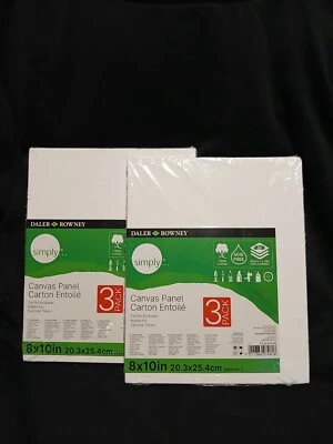 [2X] Daler-Rowney Simply Canvas Panels White Art Canvas 8" x 10" 3-Pk x 2 [G3R] - Image 1 of 4