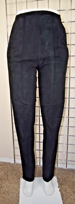 Vintage Leather Pants Roberto Cavalli W26 L31.5 80s Soft Black Suede High Waist - Image 1 of 4