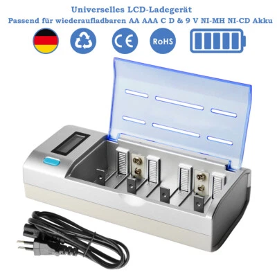 Universal Akku Ladegerät Batterie Aufladegerät Charger für AA AAA 9V C D Akkus - Bild 1 von 4