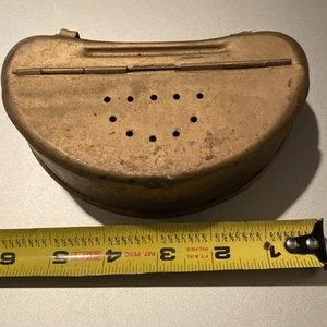 Vintage 6" Metal Fishing Bait Belt Box Carry Around Waist Worm Bucket. - Picture 1 of 7