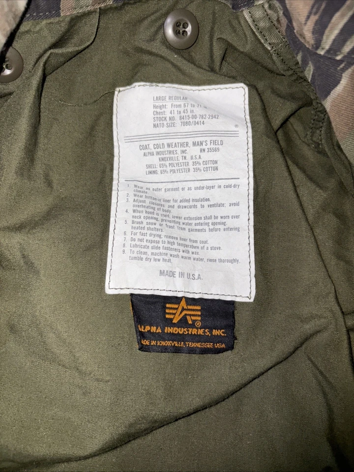 Vintage Usa Made Alpha Industries Camouflage Jacket With Hood - Image 1 of 4