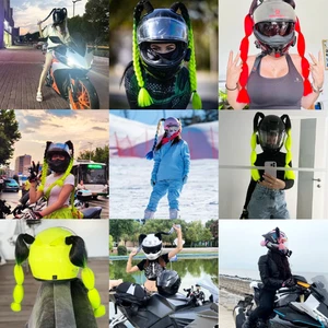 2pz Trecce Casco Moto 24'' Donna Parrucca Treccia Coda di Cavallo Decorazione per Moto - Foto 1 di 11