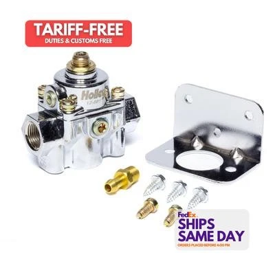 Holley 12-881, One Chrome Aluminum Fuel Pressure Regulator By-Pass Style 6Psi  - Image 1 of 4