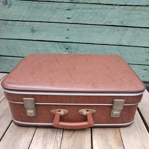 CHENEY ENGLAND VINTAGE TRAVEL CASE STORAGE BOX 46x36x15 cm Tan Brown 50s - Picture 1 of 16