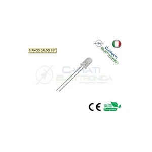 10 pz Led 5mm 70 ° Bianco Caldo 7000mcd alta luminosità - Foto 1 di 1