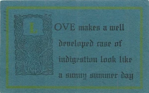 1908 Love Indigestion saying artist Impression Blue Tint Postcard 25-11450 - Picture 1 of 2