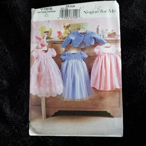 Vogue For Me 7818 Infant Jacket & Dress Sizes NB S M 8-21 lbs UNCUT - Picture 1 of 9