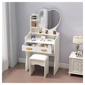 Postazione Trucco Tavolo Make Up Specchiera Toeletta Con Specchio A Cuore Sgabel - Foto 1 di 6