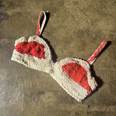 Vintage 1950s 1960s  Icy White & Pink Sequin  Showgirl Costume Top Bra Burlesque - Image 1 of 4