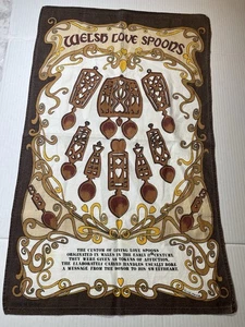 Cucharas de amor galesas tradicionales vintage toalla de té de recuerdo 100 % algodón Clive Mayor - Imagen 1 de 7