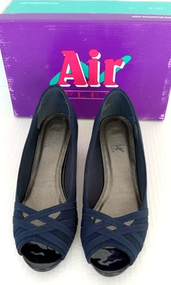 Zapatos sin cordones talla 8 M Air Flex Gale para mujer azul marino punta abierta gatito tacón bajo Foto 1 de 4
