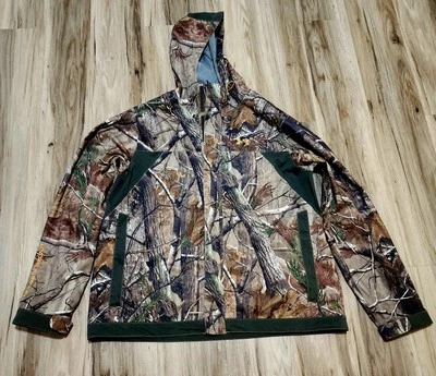 Under Armour AP HD Realtree Hunting Quick-Dry Rain Coat Camo Jacket 2XL - Image 1 of 4