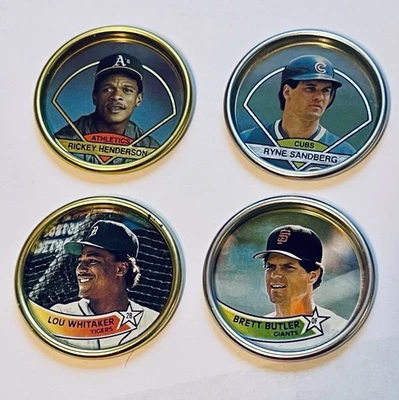 Monedas de béisbol 1989 Topps de Rickey Henderson, Ryne Sandberg, Lou Whittaker y Foto 1 de 4