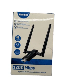 Nineplus High Gain Dual Antenna WIFI Adapter Dual Band 5G+2G USB 3.0 - Picture 1 of 6