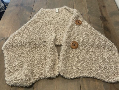 Simply Noelle Women’s Chunky Knit Brown Buttons Light Brown Cape Wrap One Size - Image 1 of 4