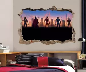 Avengers Iron Man 3D Smashed Wall Sticker Decor Art Mural Marvel Superhero J1408 - Picture 1 of 1