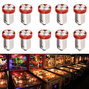 10X 1893 #44 #47 1847 BA9S 4 SMD LED Pinball Machine Light Bulbs Red 6.3V AC DC - Picture 1 of 6