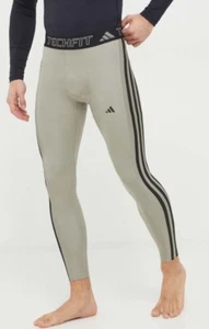adidas Mens Tights TechFit Long 3 Stripe S M L XL 2XL Silver Pebble IR5711 - Picture 1 of 3