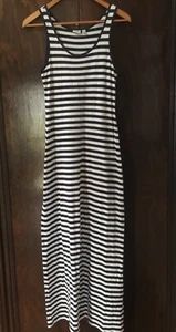 ESPRIT NAVY/WHITE STRIPED STRETCH MAXI DRESS SIZE: XS GC - Picture 1 of 3