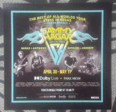 Sammy Hagar VEGAS Residency 2025  Promo Magnet ☆ 4/30~5/17 RED ROCKER VAN HALEN  - Image 1 of 3