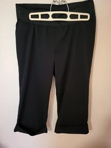 Womens Size 4 Liz Lange Black Capri 30 Elastic Waist 20 In Inseam Cuffs 2 Faux P - Picture 1 of 24