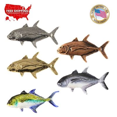 Giant Trevally, Golden Trevally, Jack Crevalle, Pin de solapa de pez o imán, S018 Foto 1 de 3