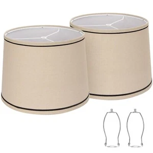 Drum Lampshades Set of 2, Medium Fabric Lampshades for Table Lamps, Floor Lam... - Picture 1 of 7