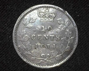 CANADA 1871 10 CENTS KM3 SILVER VERY FINE ~A16 - Picture 1 of 2