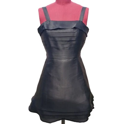 Richard Tyler Couture Cocktail Dress Black Silk Square Neck Mini A Line XSmall - Image 1 of 4