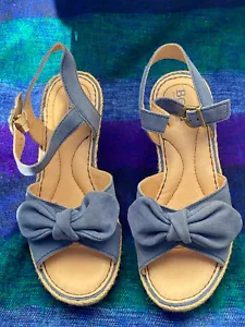 Born navy knotted leather Monticello espadrilles wedge size 6M - Picture 1 of 7