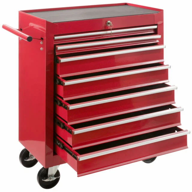 Arebos Carrello Portautensili con 7 Cassetti - Rosso
