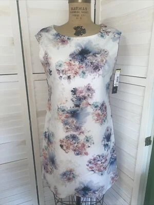 New W/ Tag TIANA B. Stretch A Line Floral SCOOP NECK Tank DRESS Size 6 USA - Image 1 of 4