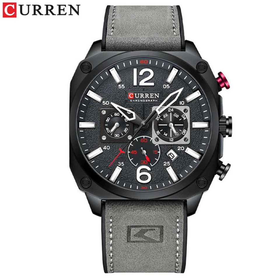 CURREN Men Watch Multifunction Wristwatch Male Leather Big Dial Sport Watches Foto 1 de 1