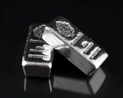 2 x 10 oz Silver Bars by Scottsdale Mint Loaf Poured "Chunky" .999 Silver #A411 - Image 1 of 4