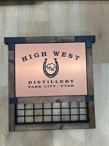 High West Distillery Park City Utah Wooden Bar Man Cave Sign 24" x 22” - Picture 1 of 6