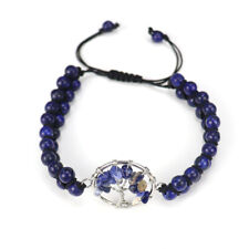 7 Chakra Tree Of Life Charm Bracelet Natural Lapis Lazuli GemStone Reiki Healing