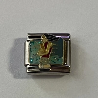 Dama con perro - Casi ventoso - Agua brillante - Eslabón de 9 mm para pulsera italiana con dije Foto 1 de 4