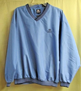 MEN'S PEBBLE BEACH LONG SLEEVE LINED WINDBREAKER - 2 POCKETS LIGHT BLUE - LARGE - Picture 1 of 7