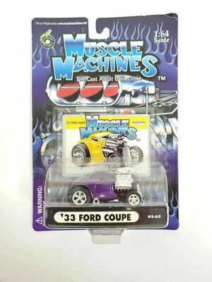 MUSCLE MACHINES PURPLE '33 FORD COUPE Huge Motor and Blower 02-63 1:64  - Image 1 of 4