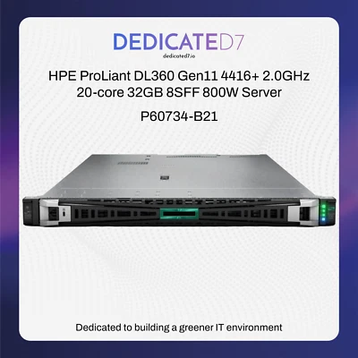 HPE ProLiant DL360 Gen11 4416+ 2.0GHz 20-core 32GB 8SFF 800W Server P60734-B21 - Image 1 of 4