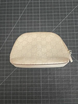 Auténtico bolso cosmético de cuero Gucci Guccissima GG blanco/blanco roto Foto 1 de 4