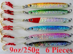 Plantillas de cuchillo 9 oz/250 g 6 piezas señuelos verticales mariposa agua salada con bolsa gratis - Imagen 1 de 9