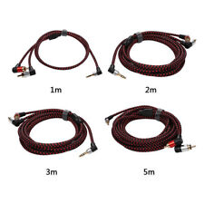 90 Degree 3.5mm Male To 2 Rca Male Cable Right Angle Stereo Audio Aux For Dj